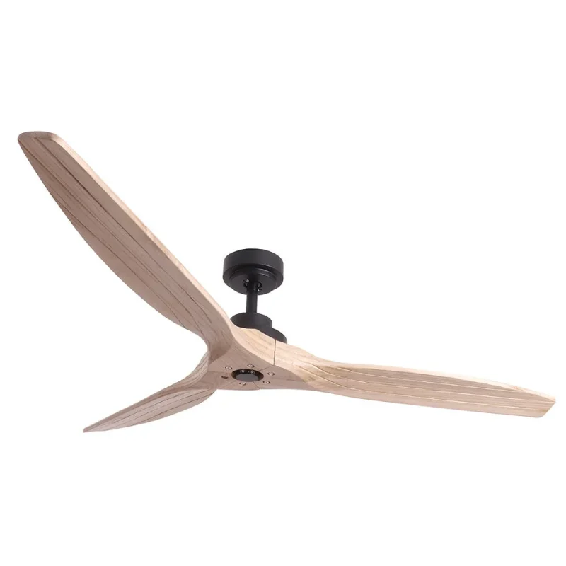 1520mm matt black 3 blade ceiling fan with wood accents