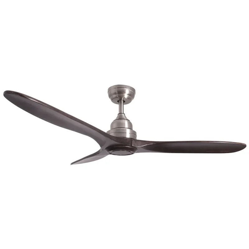 3 blade satin nickel ceiling fan 1320mm wood finish