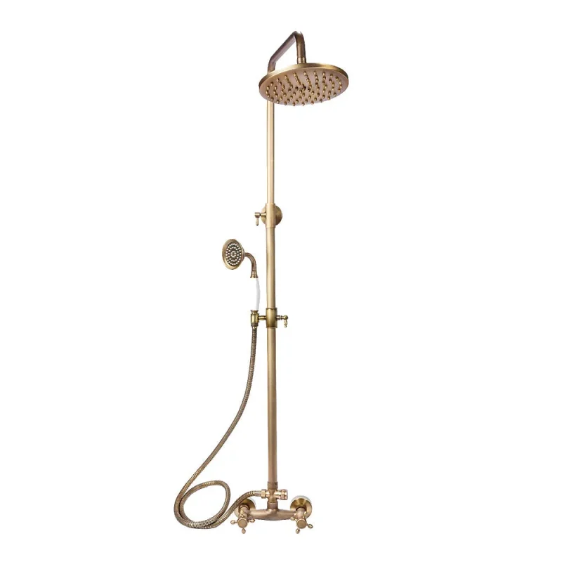 copper wall mounted shower set dual handle