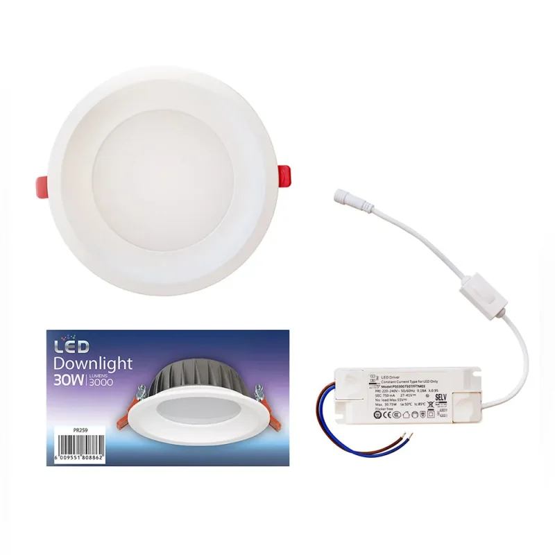 eurolux 24w led downlight 5000k 2400lm ivory white