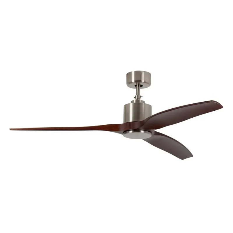 eurolux 3 blade ceiling fan 1320mm dark wood satin chrome