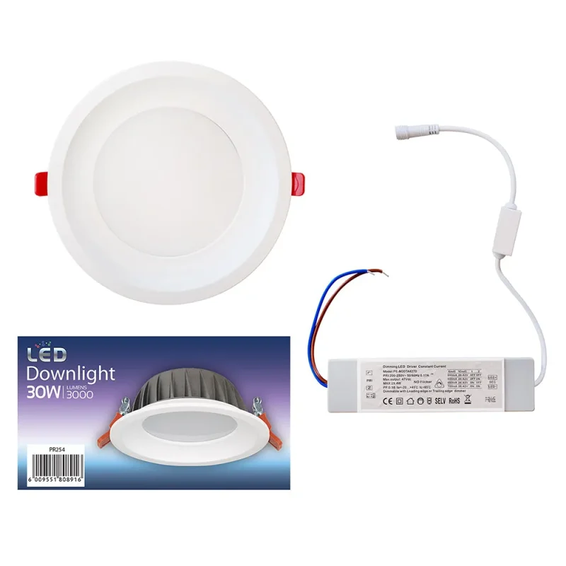 eurolux 9w led downlight 5000k 900lm ivory white