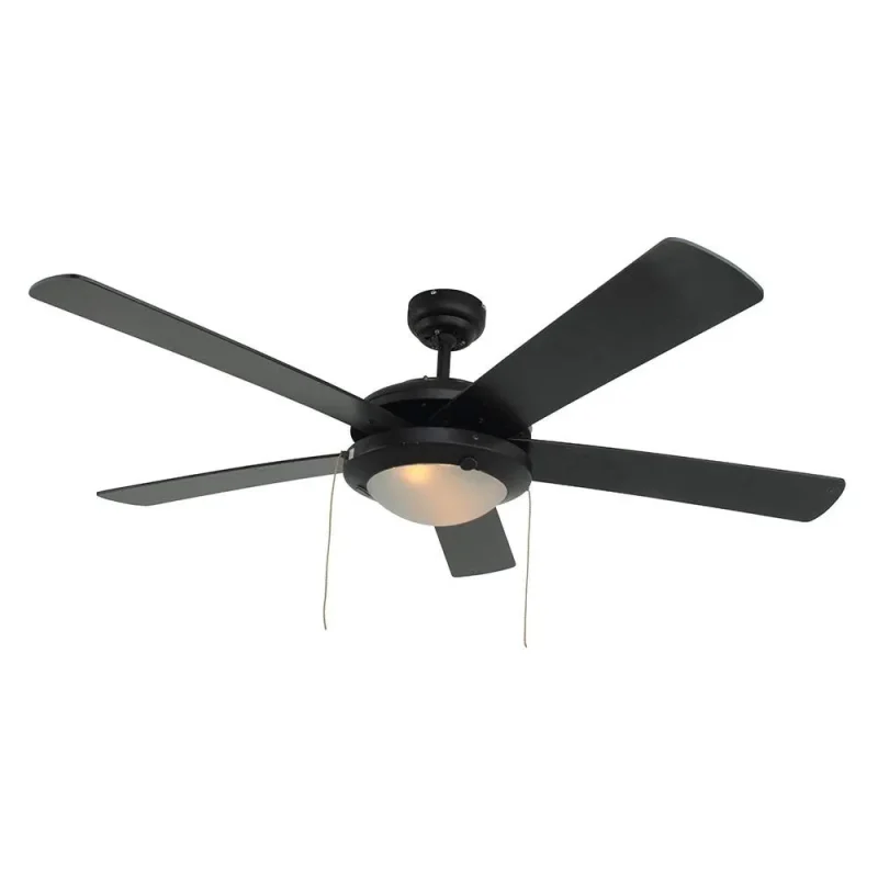 eurolux comet 5 blade ceiling fan with light 1320mm black