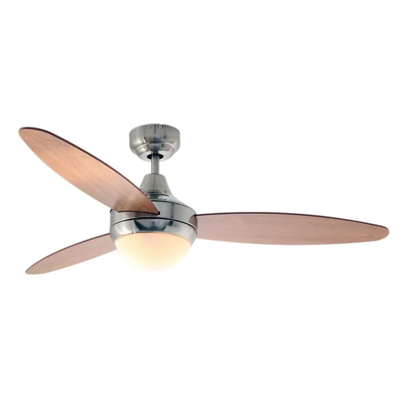 eurolux swirl 3 blade ceiling fan with light 1200mm maple cherry satin chrome