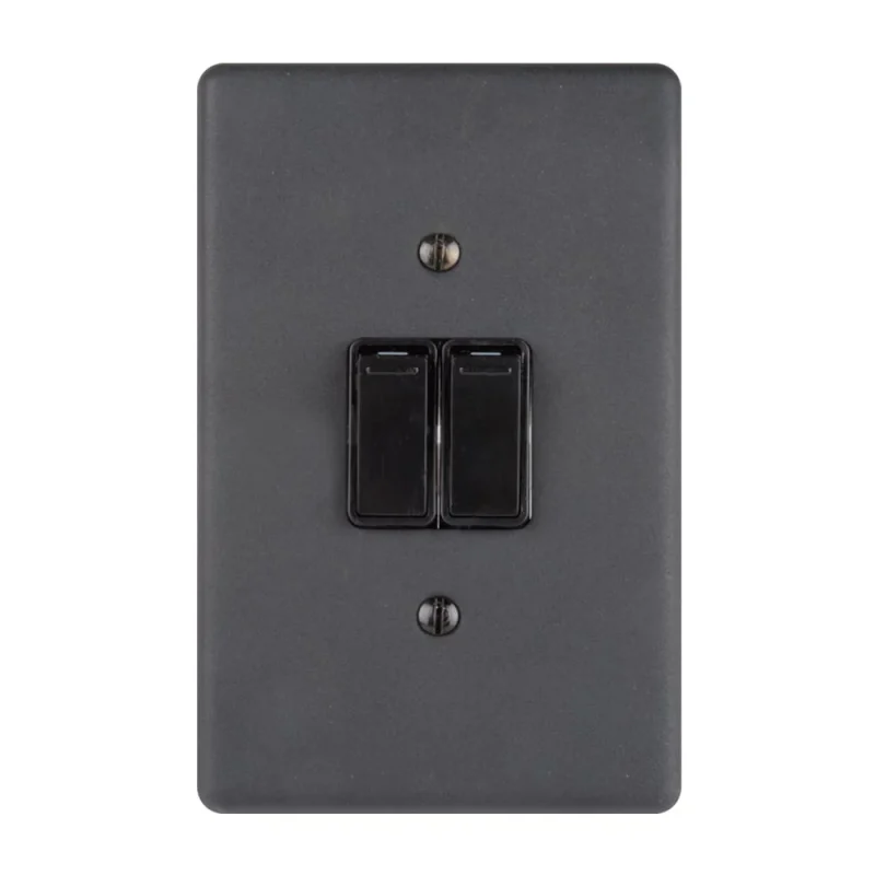 matt black 2 lever light switch 1 way 2 gang lesco