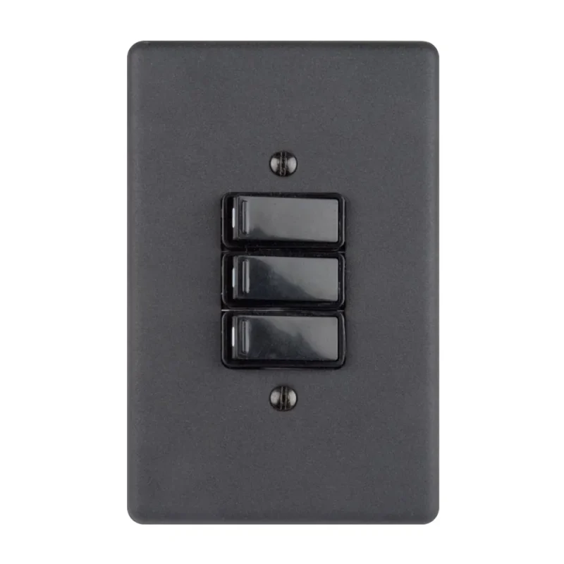 matt black 3 lever 1 way light switch 4x2 lesco