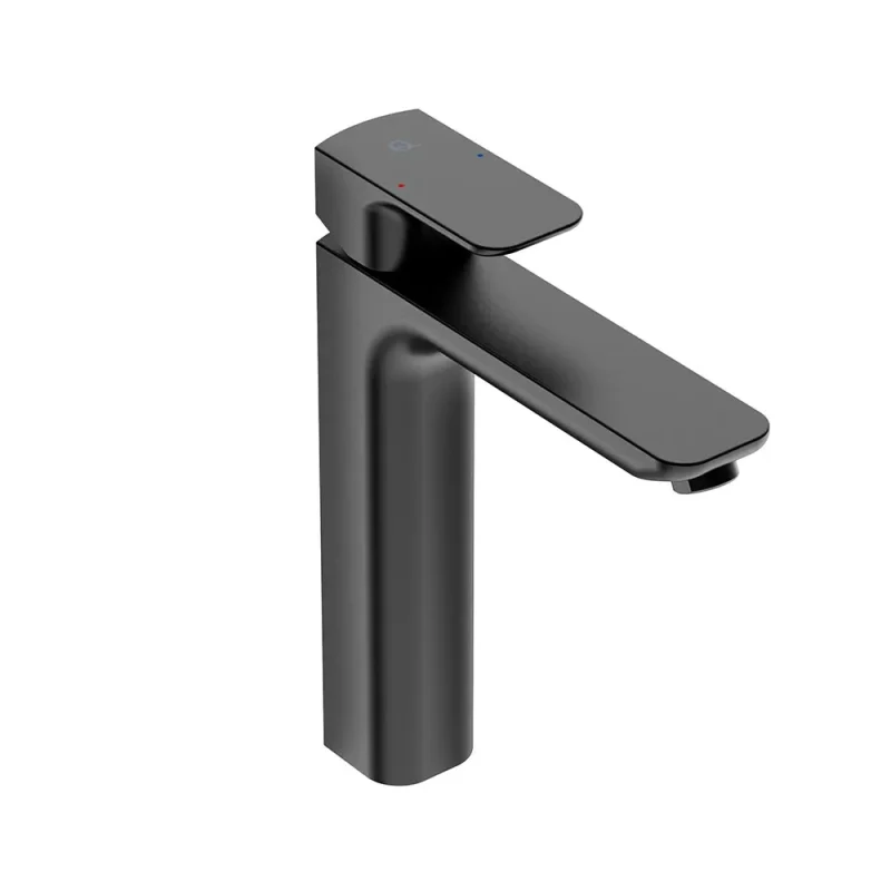 matt black high rise basin tap liquidred valour