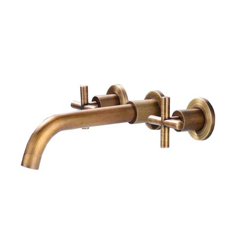 sleek copper dual handle wall mount bath mixer tap