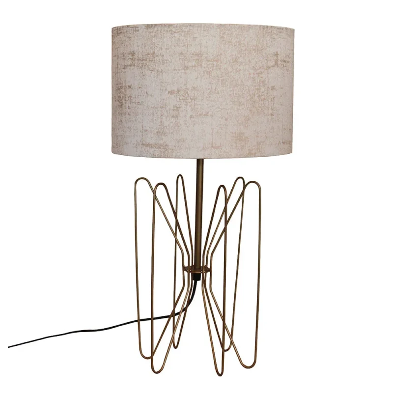 spider leg table lamp with iridescent oyster shade