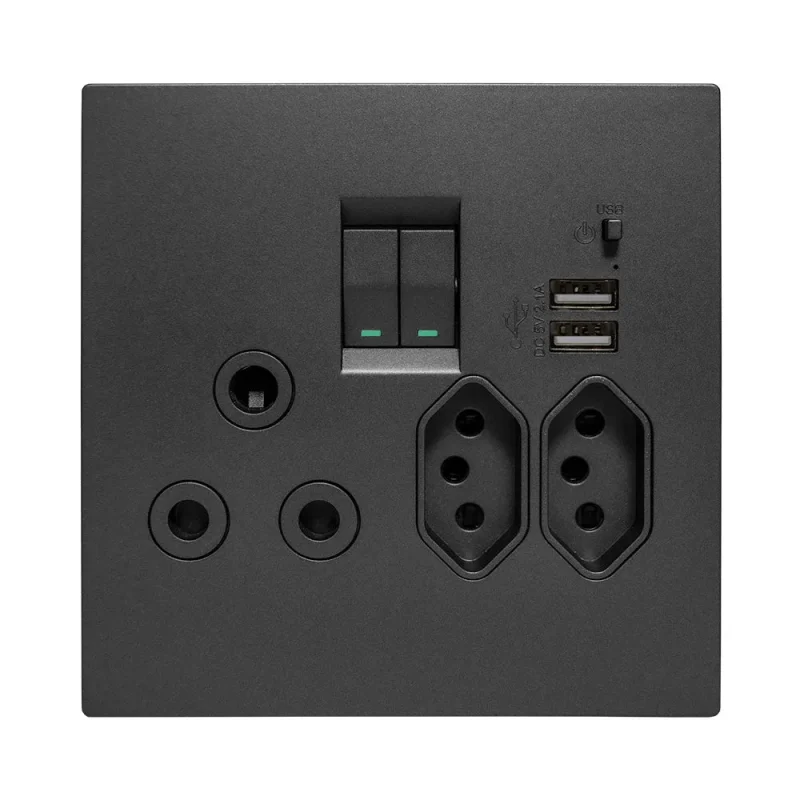 topaz graphite usb combo socket 4x4 plug charge