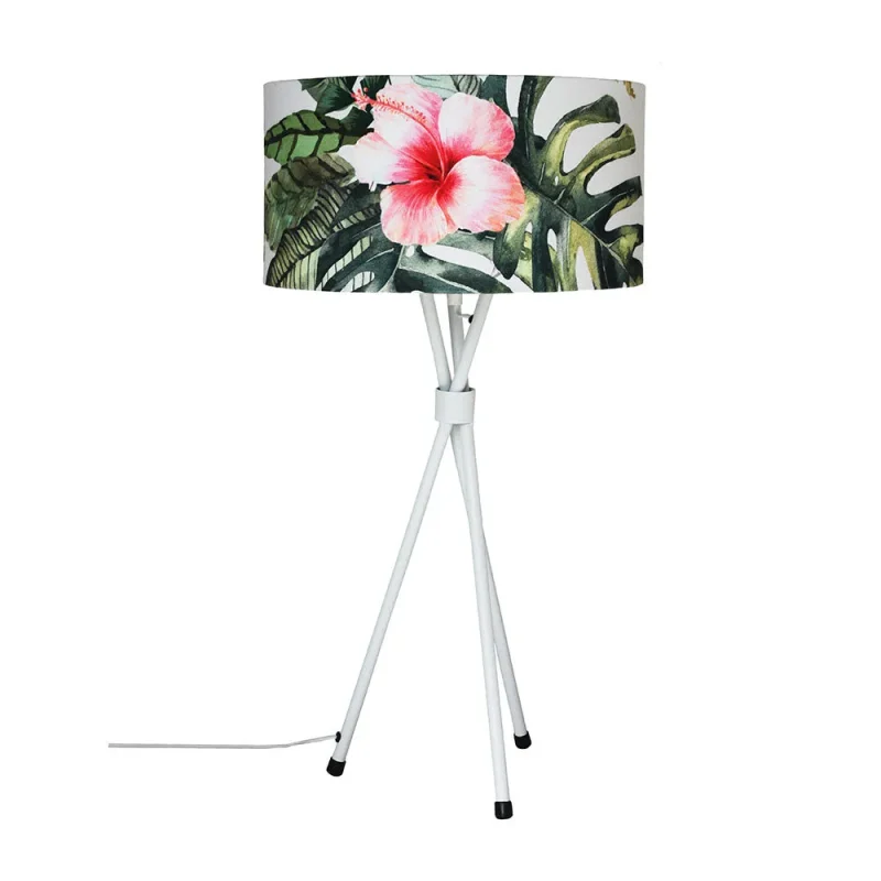 white table lamp with tripod base